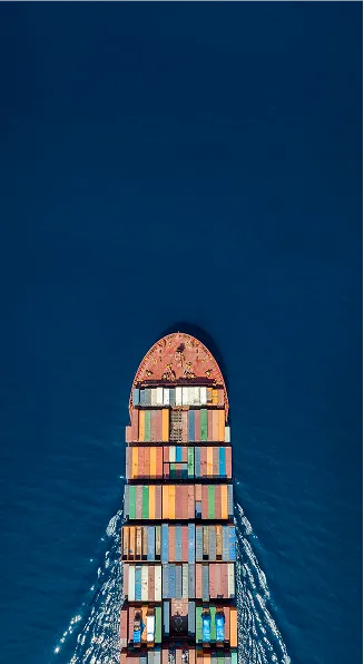 A cargo ship at sea