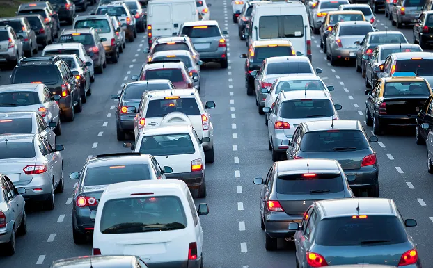 Cars stuck in traffic